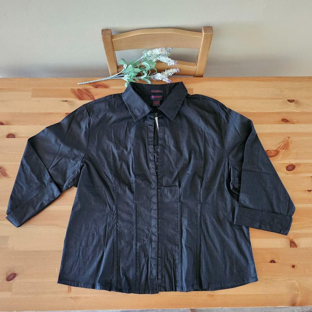 American Flirt - Women's Basic T-Shirts 3-/4 Sleeve Size 2X Black